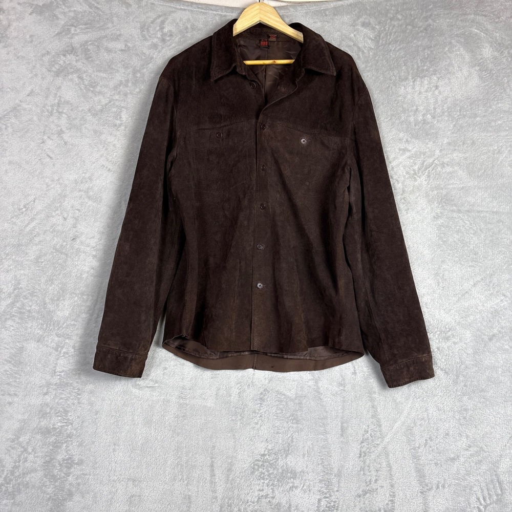 Danier Brown Genuine Suede Leather Jacket XL Western Y2K Grunge Indie